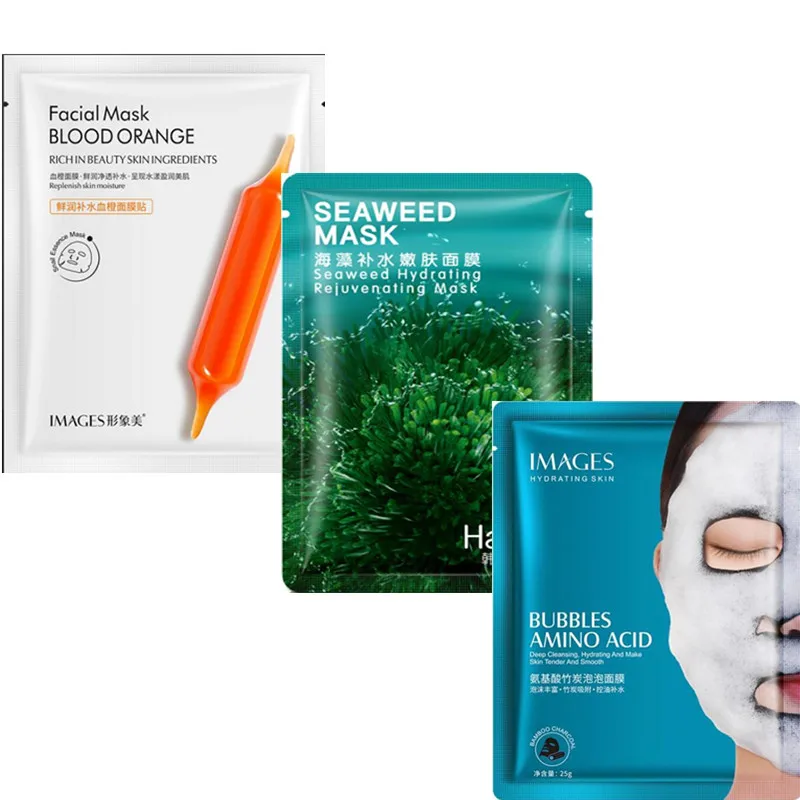 

10 pcs Best selling Blood Orange Mask Seaweed Mask Amino Acid Bubble Mask Moisturizing Skin Care