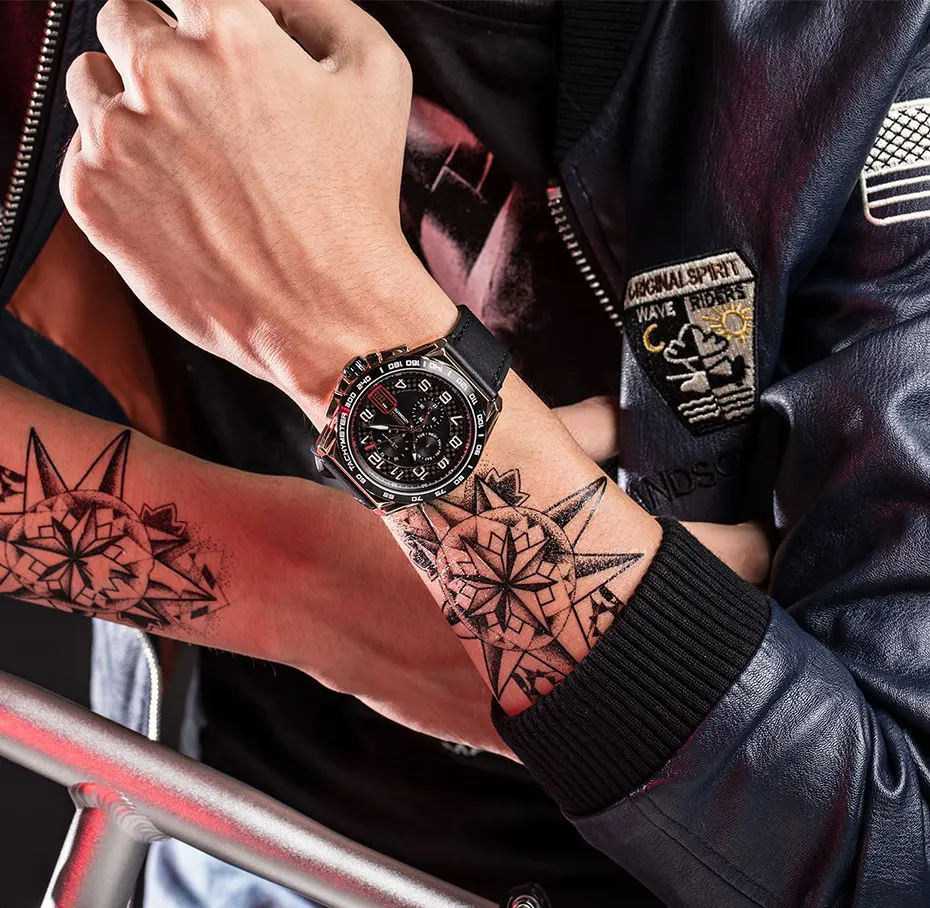 RUIMAS Роскошные брендовые модные спортивные механические часы кожаный ремешок Мужские автоматические часы Horloges Mannen reloj hombre 6771