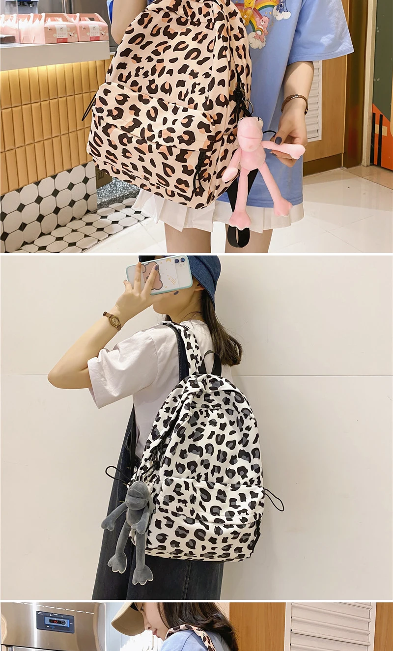 trendy laptop backpacks DCIMOR New Waterproof Nylon Women Backpack Female Leopard Print Travel Bag Teenage Girls Portable Schoolbag Fashion Book Mochila cool backpacks accessories	