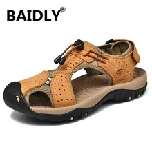 Новинка; Мужская обувь; мужские сандалии из натуральной кожи; Летняя мужская повседневная обувь; пляжные сандалии; мужские модные уличные повседневные кроссовки