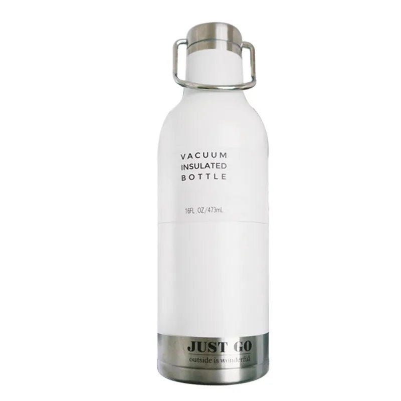 470 мл термальная бутылка для воды из нержавеющей стали, портативные термосы для спорта, велоспорта, кемпинга, велосипеда, вакуумная изоляционная бутылка - Цвет: white
