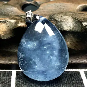 

Top Natural Ocean Blue Aquamarine Pendant Jewelry For Woman Man 31x25x10mm Water Drop Beads Clear Gemstone Healing Stone AAAAA