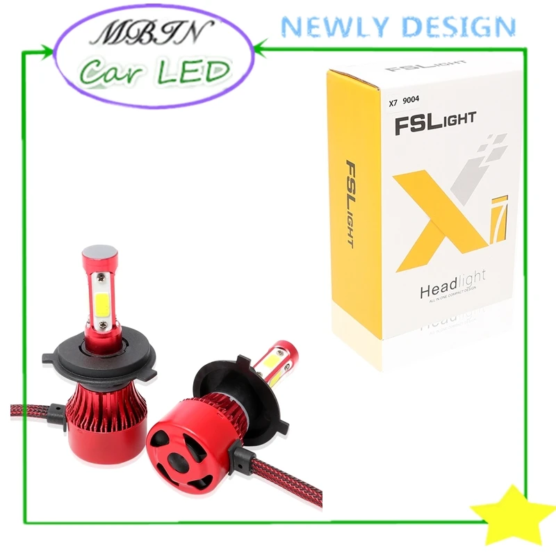 

MBIN M4 4 COB LED car head lights Dual beam H4 Lamp 12000LM 72W headlight kit driving bulb for modifided car nighteye