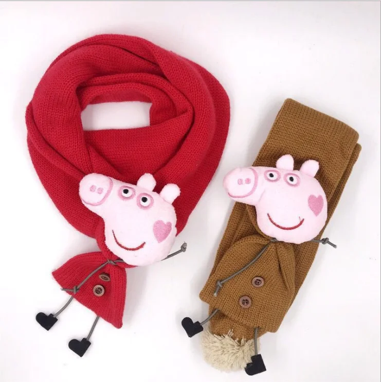 Peppa плюшевая игрушка свинка шарф милый детский шарф осень зима шарф ветрозащитный Теплый вязаный шарф свинка Пегги ребенок подарок на день рождения