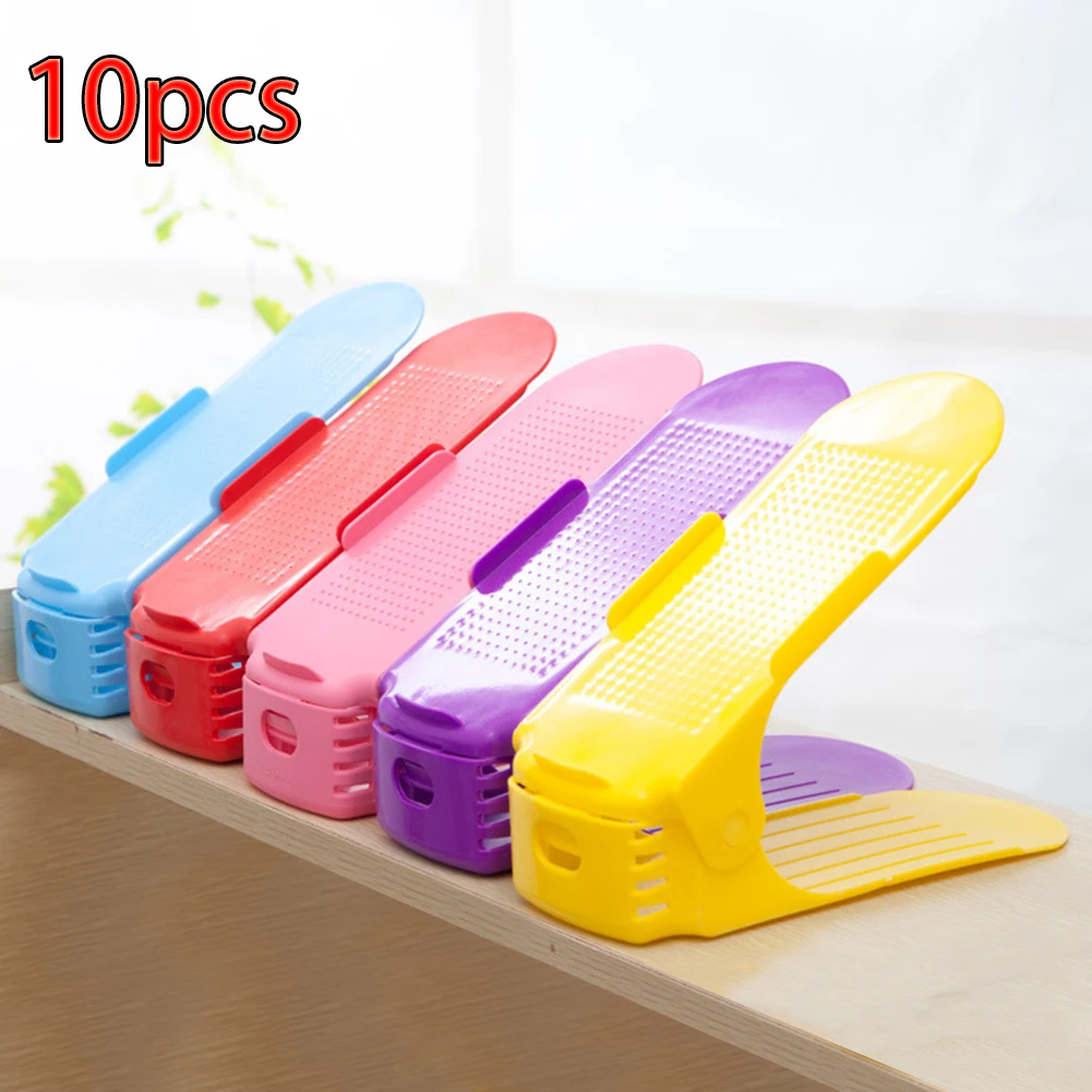 

10pcs Double Layer Shoe Rack Adjustable Shoe Organizer Modern Storage Space Saver Shoes Organizers Stand Shelf for Living Room