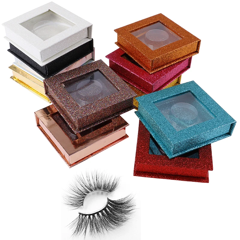 1PC Glitter Fake 3d Mink Eyelashes Boxes Faux Cils Lash Strip Case Empty Girls Gift Square False Eyelash Packaging Box