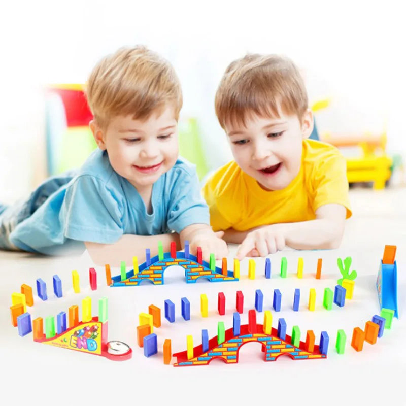 

Kids Children Domino Train Toy 60pcs Set Birthday Gift with Light Sound J99Store