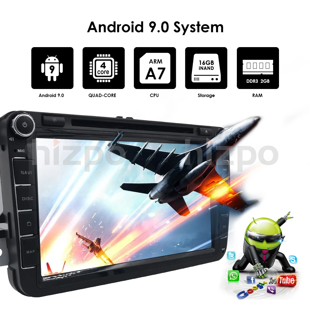 2Din Android 9,0 автомобильный стерео радио 8 дюймов HD 1024*600 экран четырехъядерный автомобильный DVD gps для V W Passat b6 Golf 5 Polo J etta 2GRAM SWC