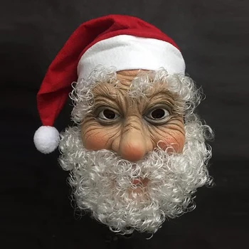 

Merry Christmas Santa Claus Latex Mask Outdoor Ornamen Cute Santa Claus Costume Masquerade Wig Beard Dress Up Xmas Party Props