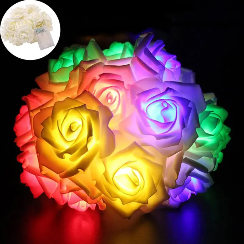 Rose Flower 2M/6.56ft 20LED String Lights for Wedding Christmas Valentine's Day