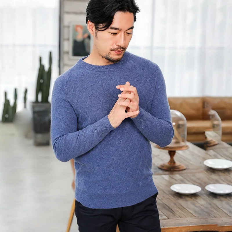 

Jacquard Warm Woollen Sweater Men's Crew Neck New Style Korean-style Autumn & Winter Casual Long Sleeve Pullover Knitting Shirt