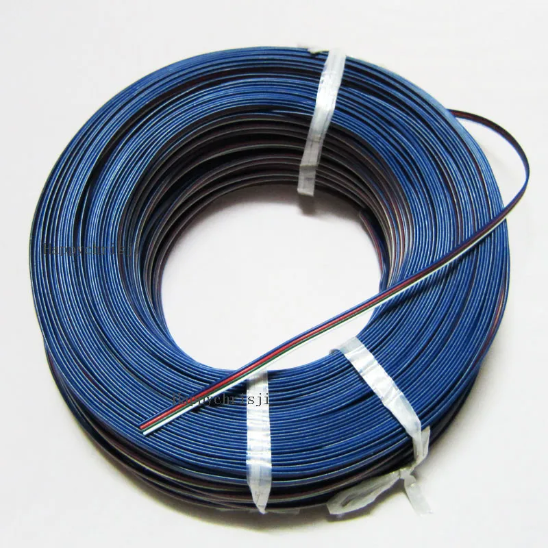 200 м/рулон 4 контактный Удлинительный кабель 22 # AWG RGB + белый/черный провод