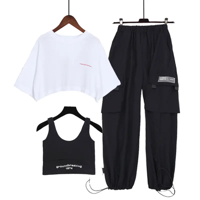 Women Tracksuit 2 Piece Set Hip Hop Crop Top Pants Fashion Female Casual Sports Harajuku Style Two-piece Suit Women Tops