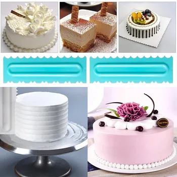 

High Quality 4PCS Cake Decorating Comb Icing Smoother Cake Scraper Pastry Textures Baking Tools for Cake Mold Tool Free Shipping