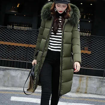 

Winter Parka Women Fur Hooded Parka Long Coats Patchwork Cotton Padded Winter Coat Women Warm Thicken Jaqueta Feminina 3.10