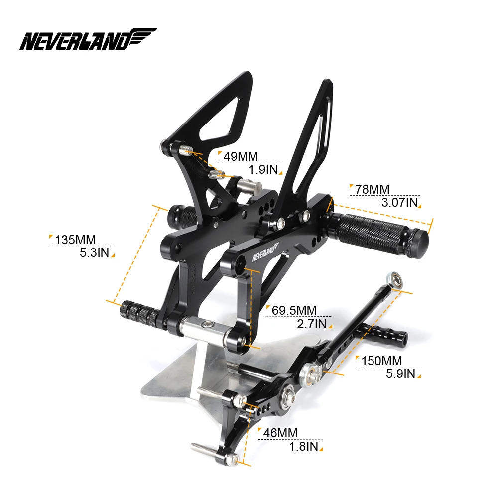 Для Triumph DAYTONA 675 Street Triple 2006-2012 CNC Регулируемые задние комплекты Rearset подножка подножки D49 - Цвет: Черный