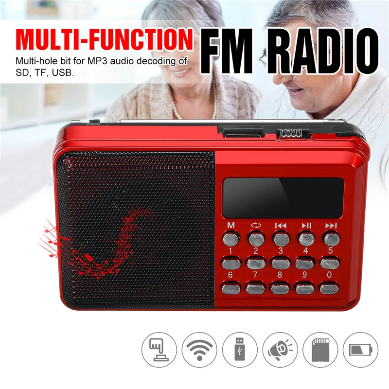 Портативный цифровой fm радиоприемник с поддержкой USB TF mp3 плеера 5 в пост. Тока 0 А