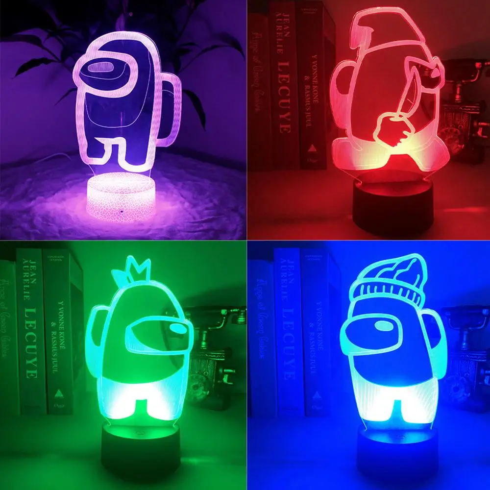 

3D Game Bedside Night Light For Among us RGB Colors LED Table Desktop Lamp Home Party Holiday Atmosphere Home Decor Xmas Gift