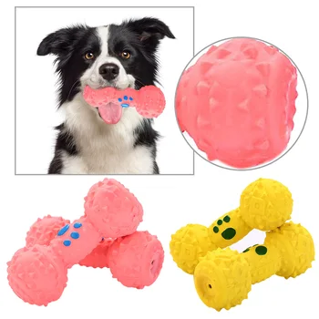 

1pc Puppy Pet Toy Dog Chew Interactive Bones Barbell Molar Teeth Clean Bite-resistant Bones Squeak Training Toys Dog Accessories