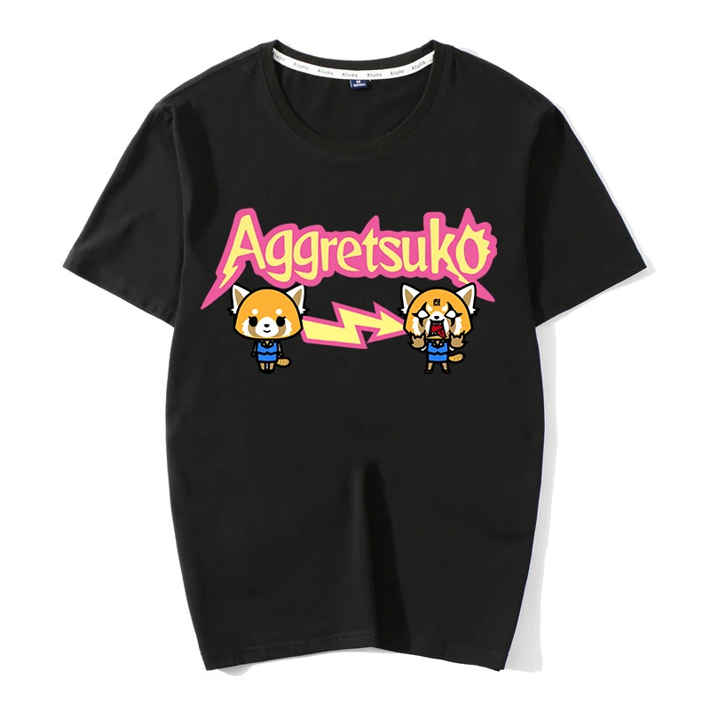 Death Metal Aggretsuko aggression Retsuko, футболки из хлопка, Мужская одежда, футболки с коротким рукавом, футболки большого размера с рисунком