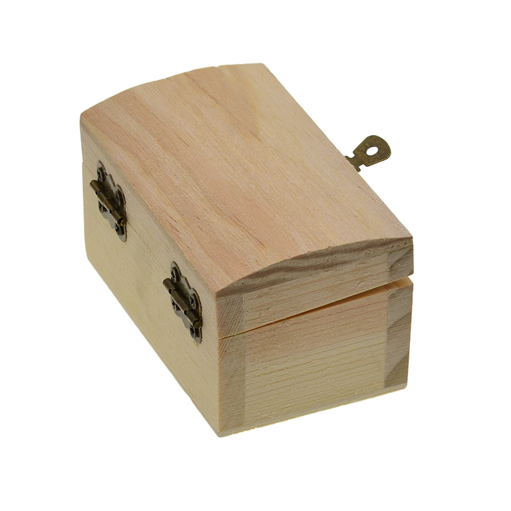 Plain Wooden Treasure Chest Wood Jewelry Storage Decoupage Craft Box 90x55mm