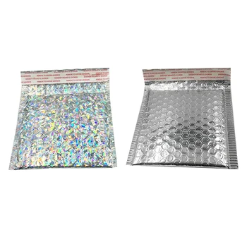 

80Pcs Bubble Postage Shipping Bags Envelopes Package Birthdays Bright Surface Gifts Bag 15X13Cm+4Cm, 40Pcs Silver & 40Pcs Colorf