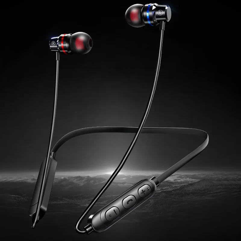 Bluetooth Headphones Neckband Sport Headset Wireless Magnetic Design Noise Reduction Compatible for Huawei Apple DU55