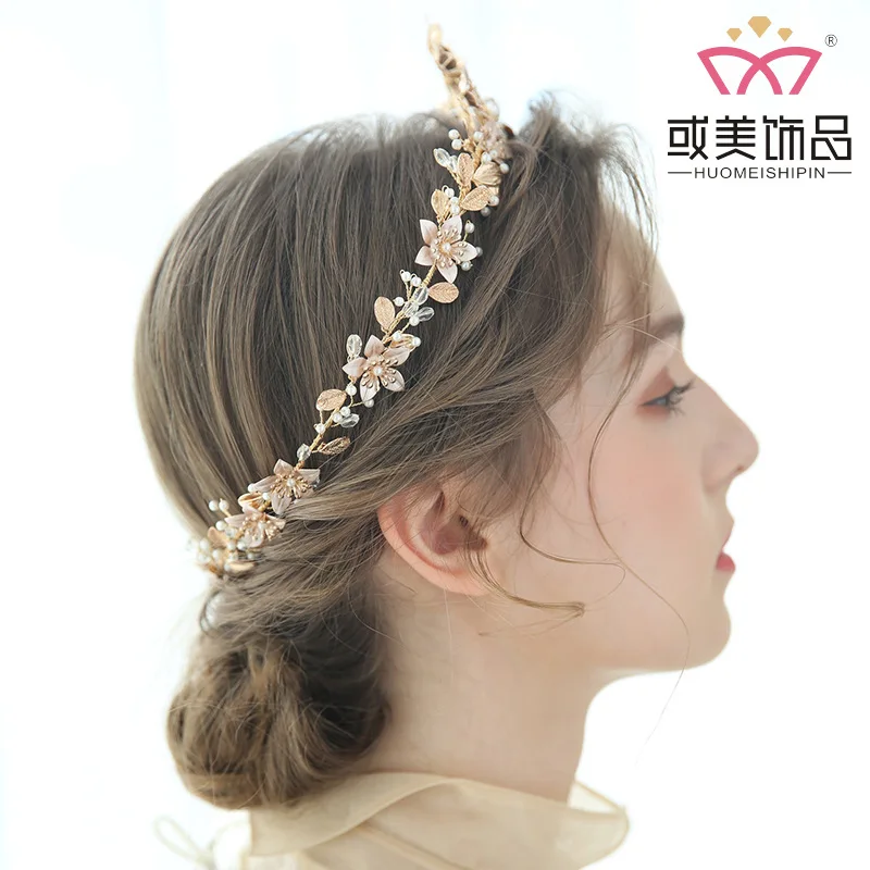 

G4146 Or Bride Crown Europe And America Handmade Pearl Headdress New Style Flower Modeling Full Circle Hair Bands Marriage Acces