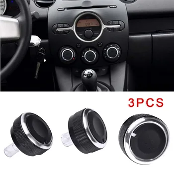 

3Pcs / Set For Mazda 2 Demio 2007-14 Switch Knob Climate Control Buttons Frame A/C Direct Fitment Car Styling Accessories