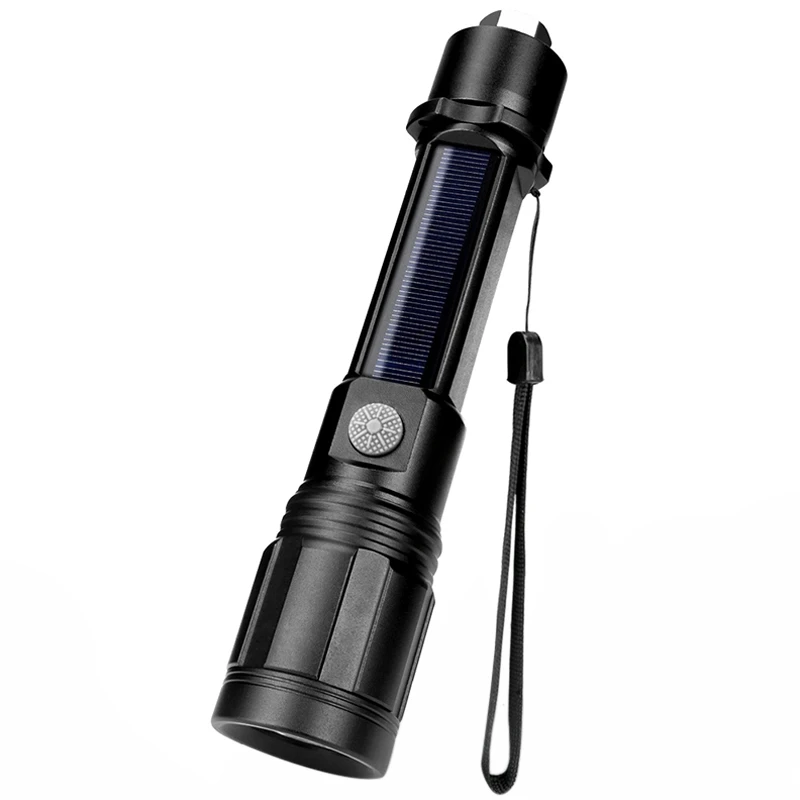 

Led Flashlight Torch Solar Usb Charging Emergency Hammer For Camping Outdoor T6 Light Flashlight