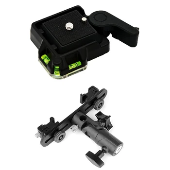 

1 Pcs Quick Release Plate for Giottos MH630 Camera Mount Black & 1 Pcs Dual Flash Bracket Hot Shoe Stand Umbrella Holder