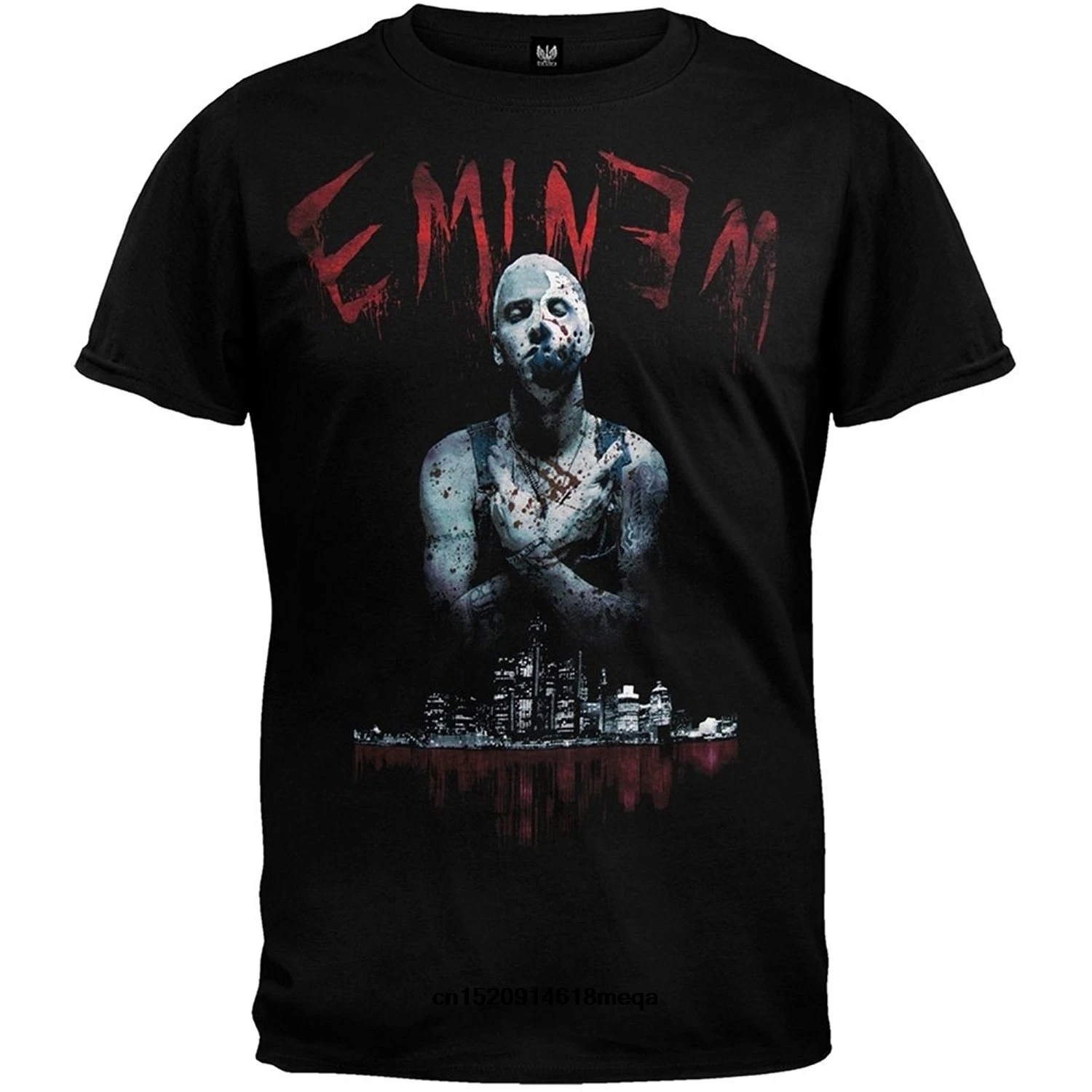 Забавные футболки футболка Eminem кровавый ужас дизайнерская Мужская с круглым