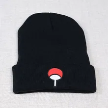 Любителей аниме Наруто шапочки семья Uchiha логотип хлопок вышивка зимняя шапка вязанные шапочки Skullies шапочки шляпа хип-хоп вязаная шапка