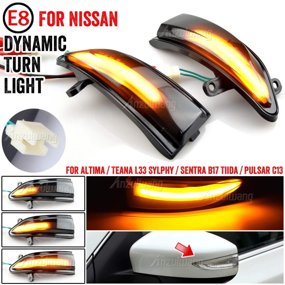 

For Nissan Altima Teana L33 2013- 2018 Sylphy Sentra Pulsar Tiida Car LED Dynamic Turn Signal Light Side Mirror Indicator Lamp