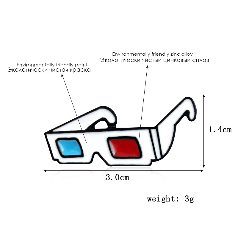 Брошь в форме очков GDHY мультяшная 3D Красная синяя эмалированная брошь Ювелирное