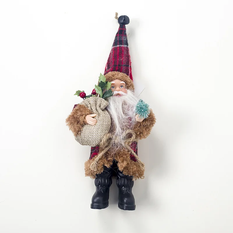

Christmas Santa Claus Doll Toy Xmas Tree Ornament Home Decoration 23.5*9.6cm Fabric + Plastic Santa Claus Doll Ornament