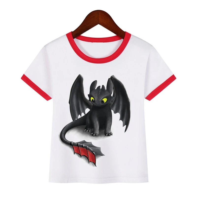 Летняя футболка для мальчиков, Детская футболка с принтом «Как приручить дракона» для мальчиков и девочек, детская одежда, 2-8 лет, KTP5197 - Цвет: x1 red