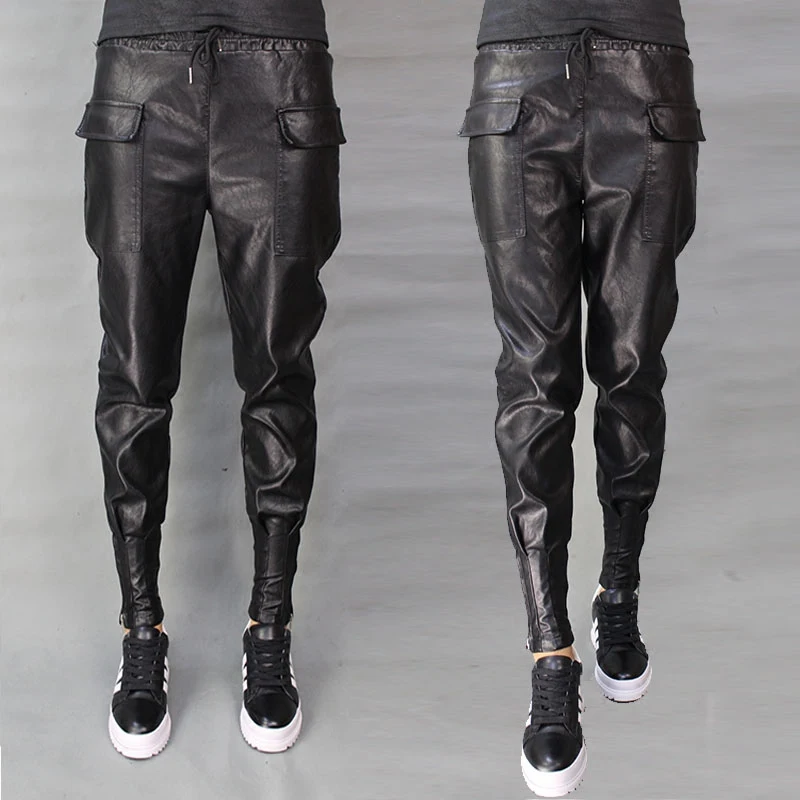 

Leather Pants Women's Loose All-Match Trendy Autumn and Winter New Casual Harem Pants Female High Waist Slimming Pu Pants