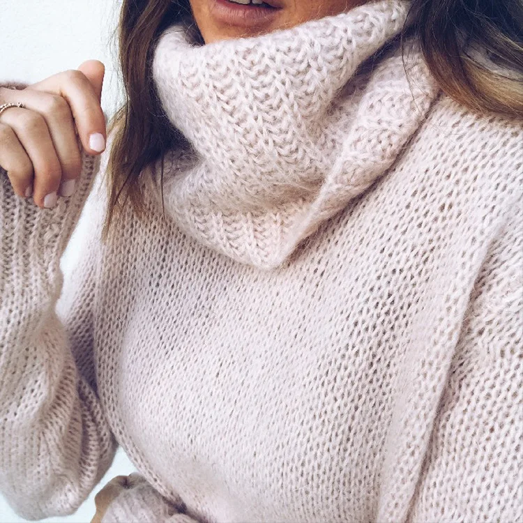 autumn winter Women Knitted Turtleneck Sweater Casual Soft polo-neck Jumper Fashion Loose Femme Elasticity Pullovers