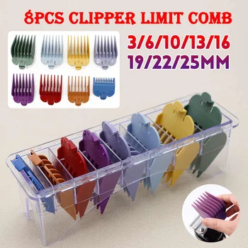 

8pcs/set Colorful Hair Clipper Limit Comb Guide Attachment Size Barber Replacement 3-25mm