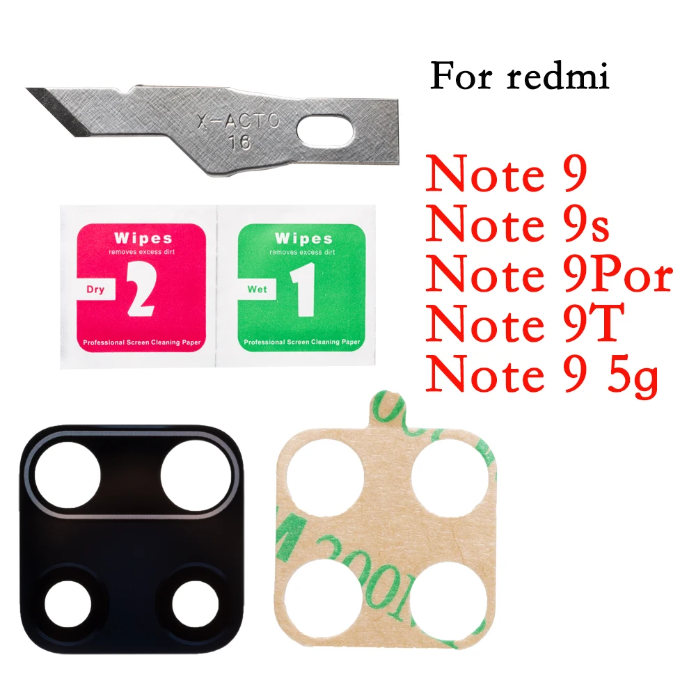 2pcs Back Camera Lens Cover Replacement Parts For Xiaomi Redmi Note 9T Pro 9S 5G Rear Glass With Tape | Мобильные телефоны и