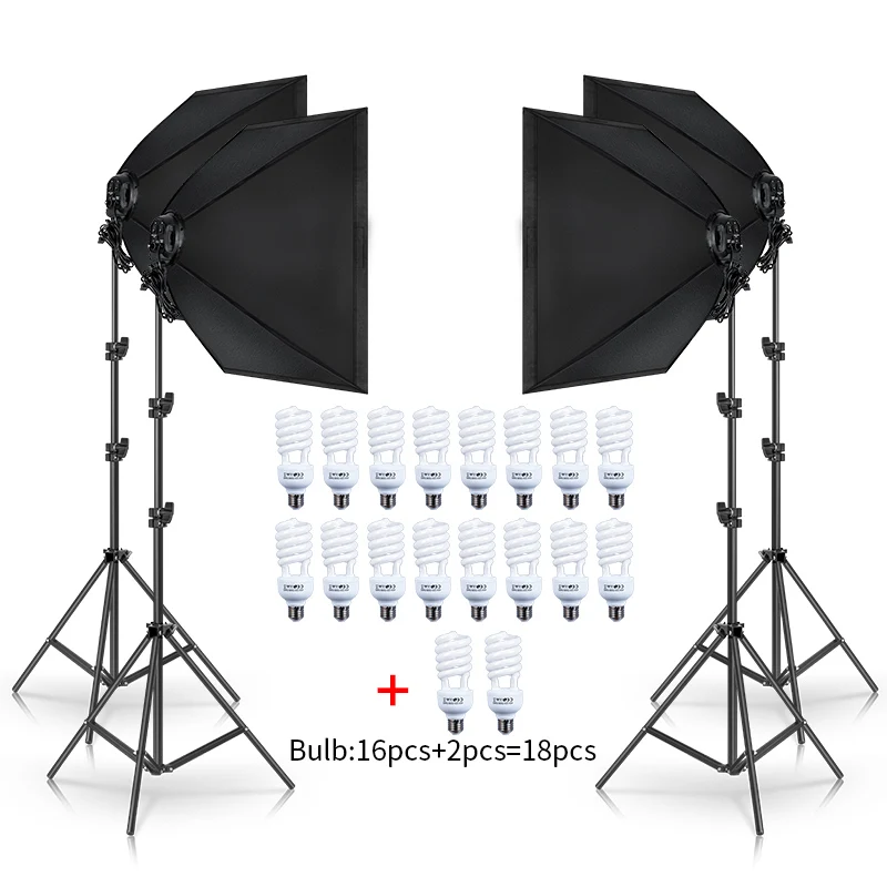 

Photo Studio 45W Digital Photography Continuous Four Softbox Lighting Studio Video Portrait Kit