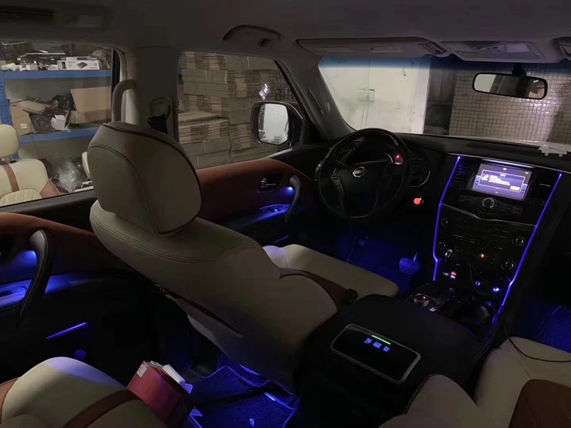 Для NISSAN patrol Y61 Y62 интерьер автомобиля окружающий светильник внутри декоративный светильник сенсорный Стиль автомобиля внутри холодный светильник