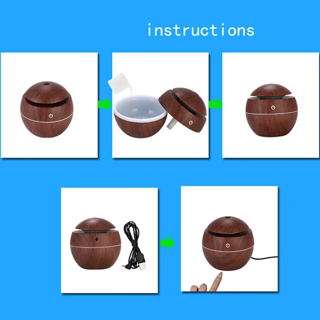 130ML Wood Grain USB Air Humidifier Air Purifier Aroma Diffuser for Office Baby Room Bedroom yoga spa Electric Aroma Diffuser