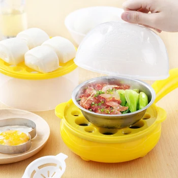 

Double-layer Electric Pan Mini Fried Eggs Artifact Non-Stick Frying Automatic Pancake Egg Inserted Cooker Safe Food Steamer Sets