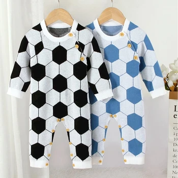 

New football-shaped baby boy romper knitted long sleeve jumpsuit for kids new born baby clothes baby clothing boy Kids Outfits