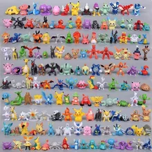 

PVC 3-5cm Pokemon Anime Action Figures 144Pcs Different Elves Monster Pikachu Mini Model Toys With Pokeball Collection Dolls