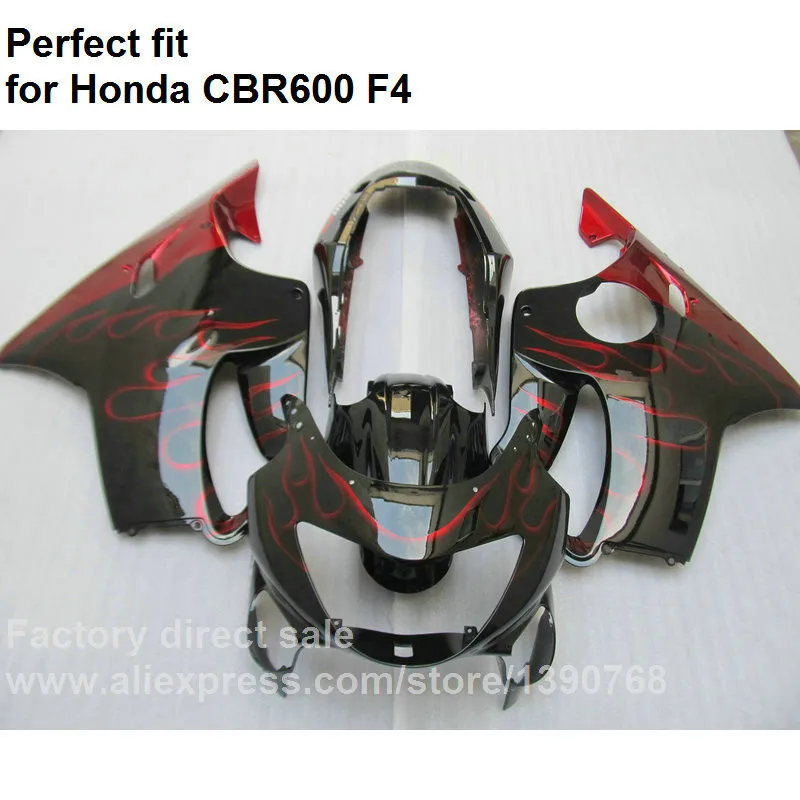 Высокое качество ABS Обтекатели для Honda CBR 600 F4 1999 2000 корпус с красным пламенем комплект обтекателей CBR600 F4 99 00 FX32