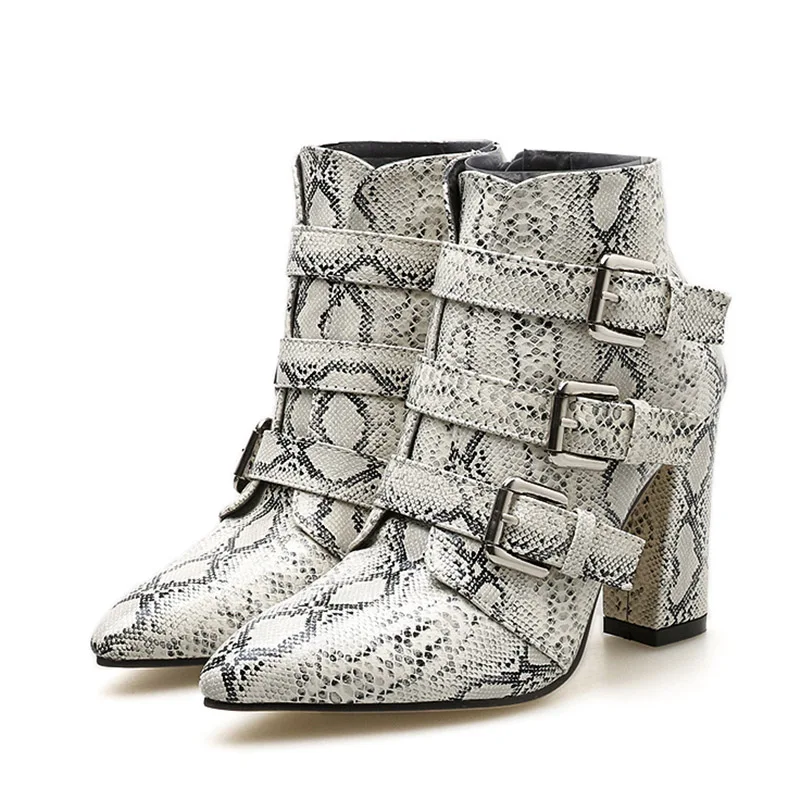 

2019 Women Ankle Boots Fetish Short Block Thick 10cm High Heels Pointed Toe Boots Fetish Chunky Stripper Winter Fall White Shoes