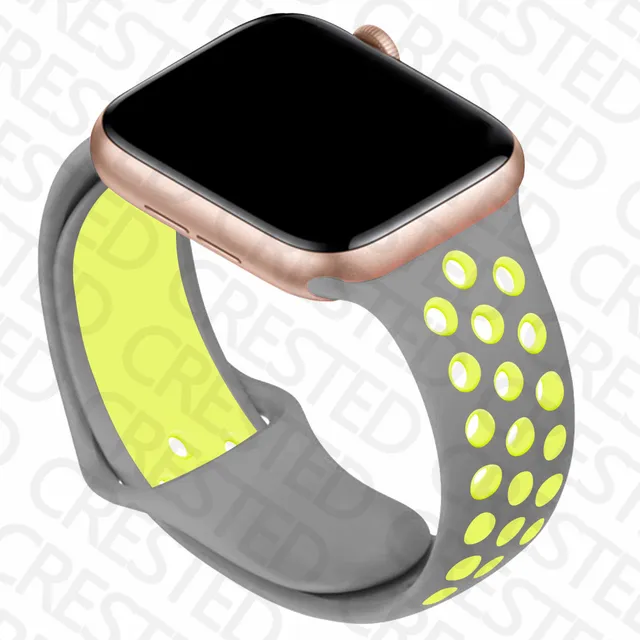 Silicone Strap For Apple Watch band 44mm 40mm iWatch 38mm 42mm Smartwatch watchband Bracelet Apple Watch 6 SE 5 4 3 Accessories silver yellow 2